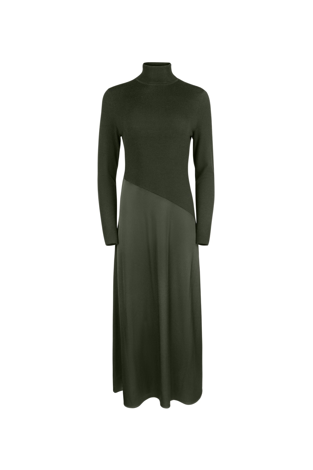 point mixed turtleneck dress