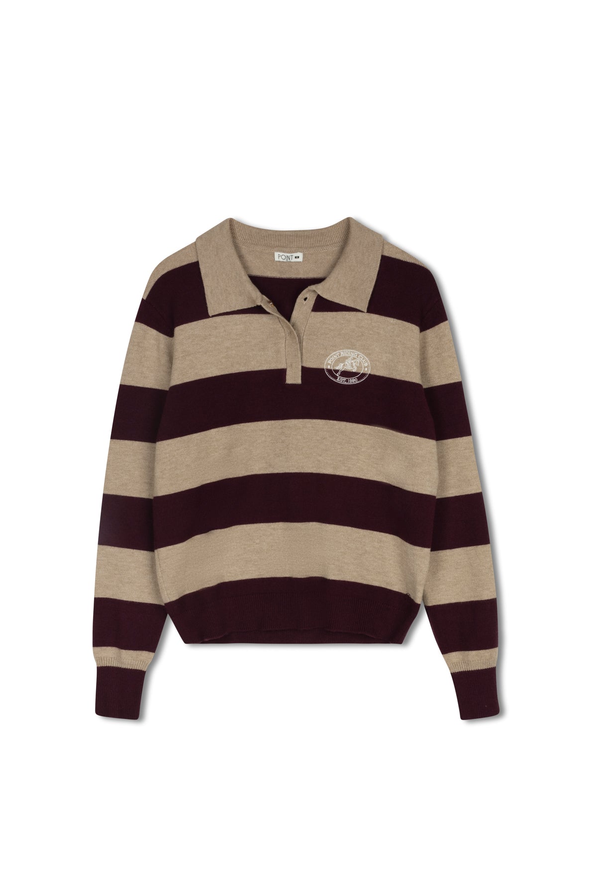 point knit polo sweater