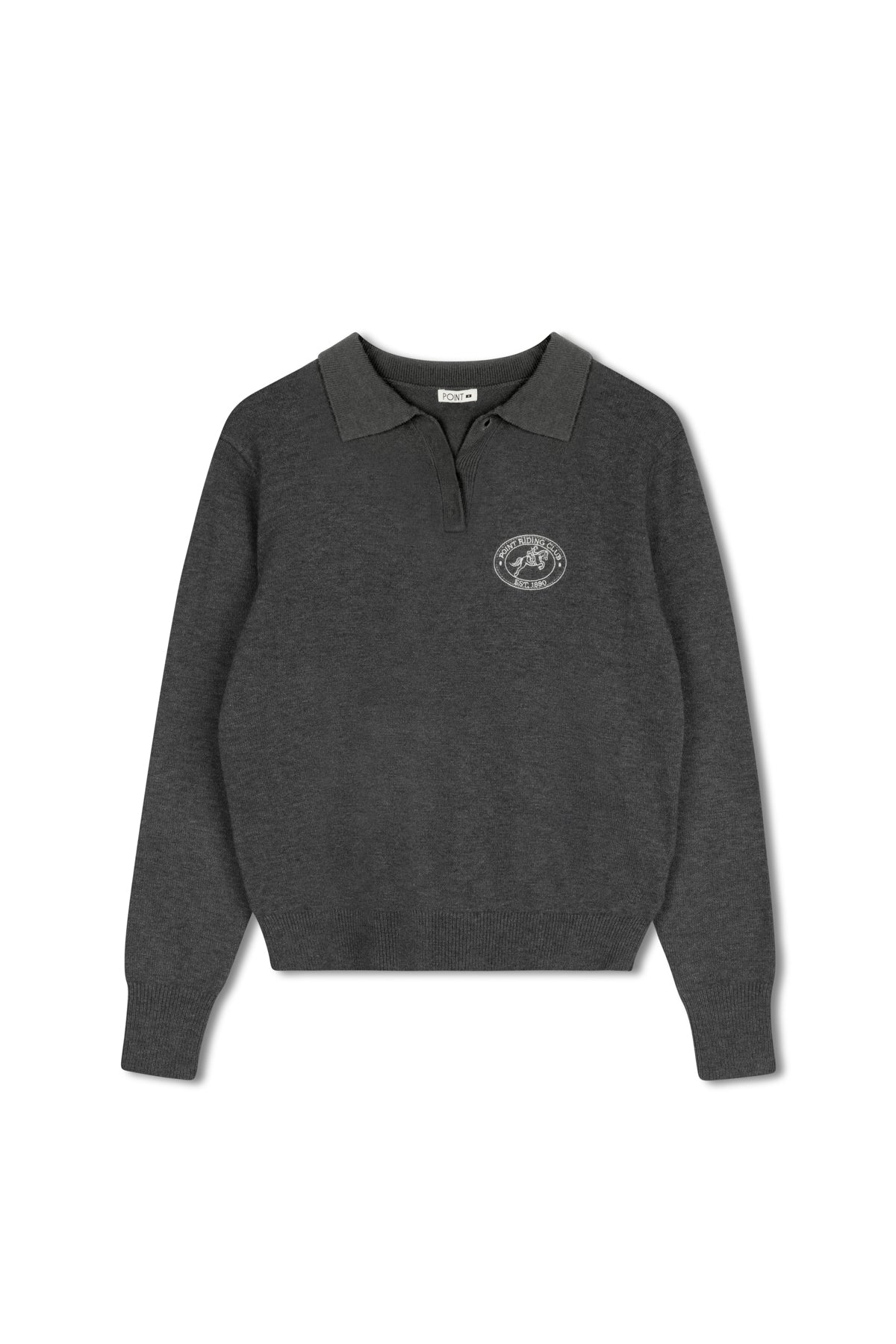 point knit polo sweater