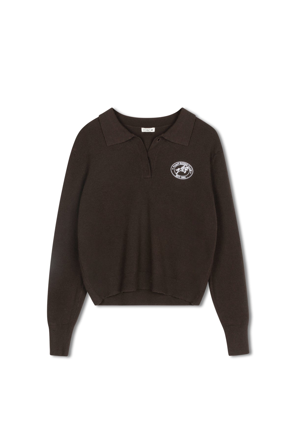 point knit polo sweater