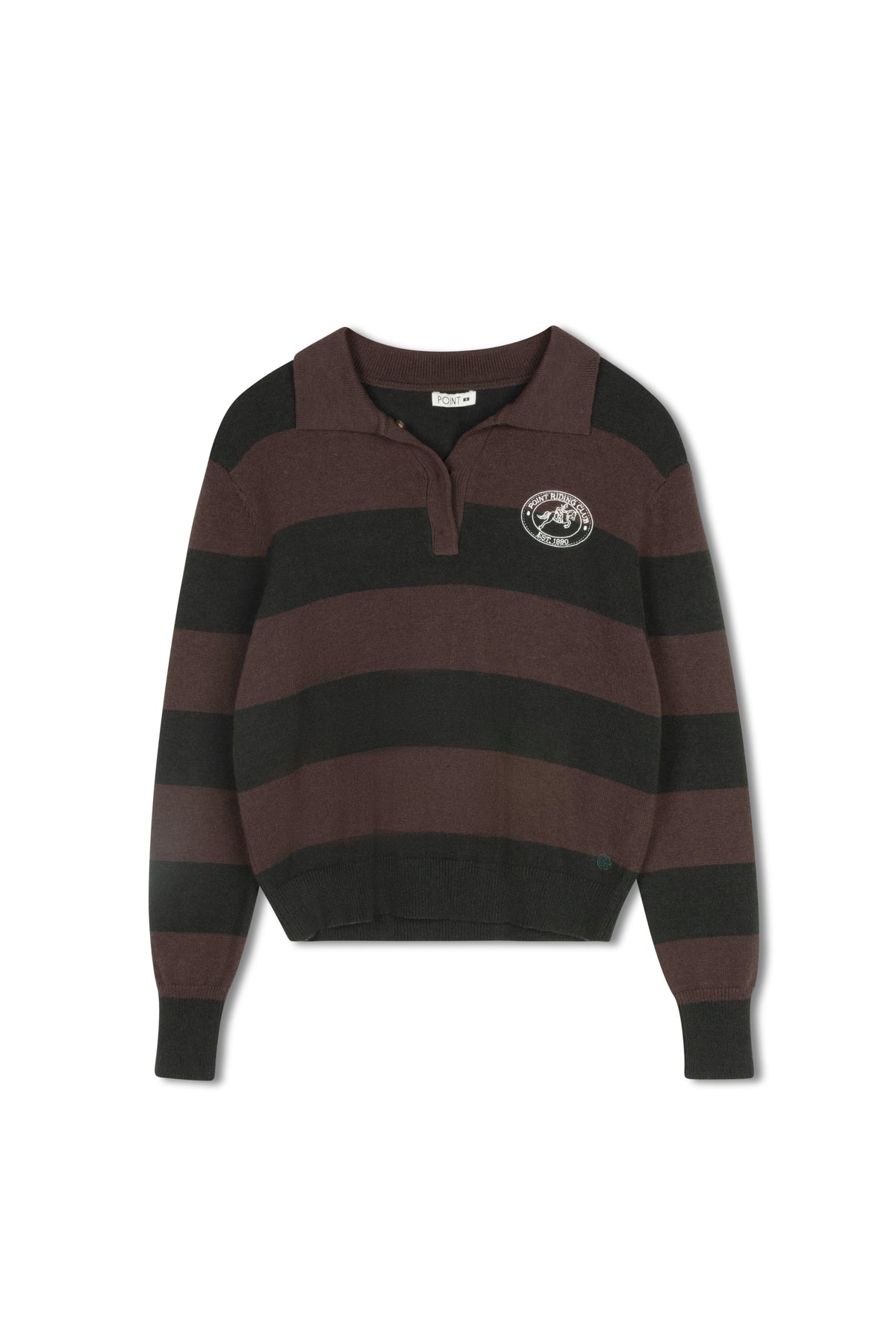 point knit polo sweater