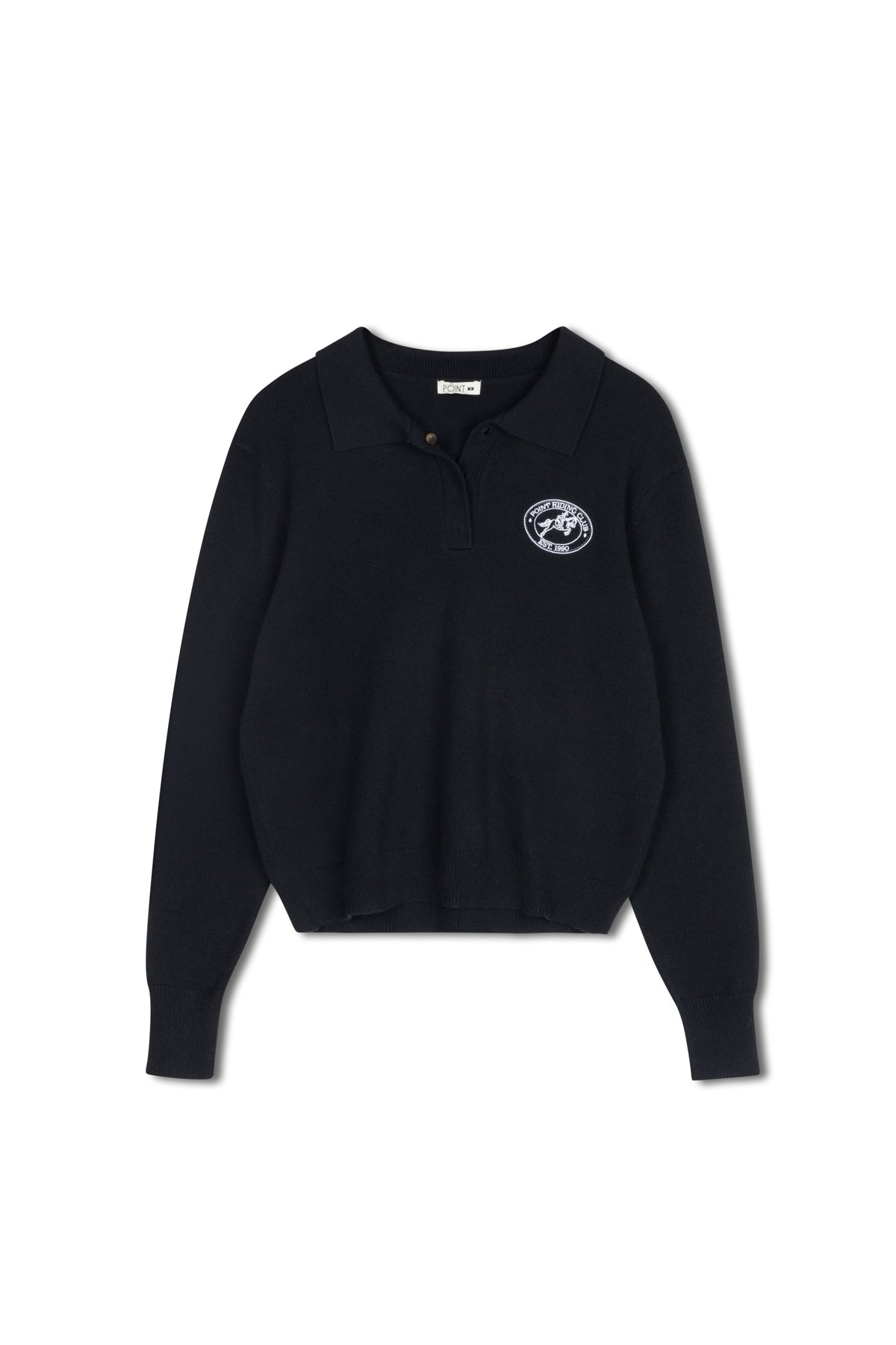 point knit polo sweater