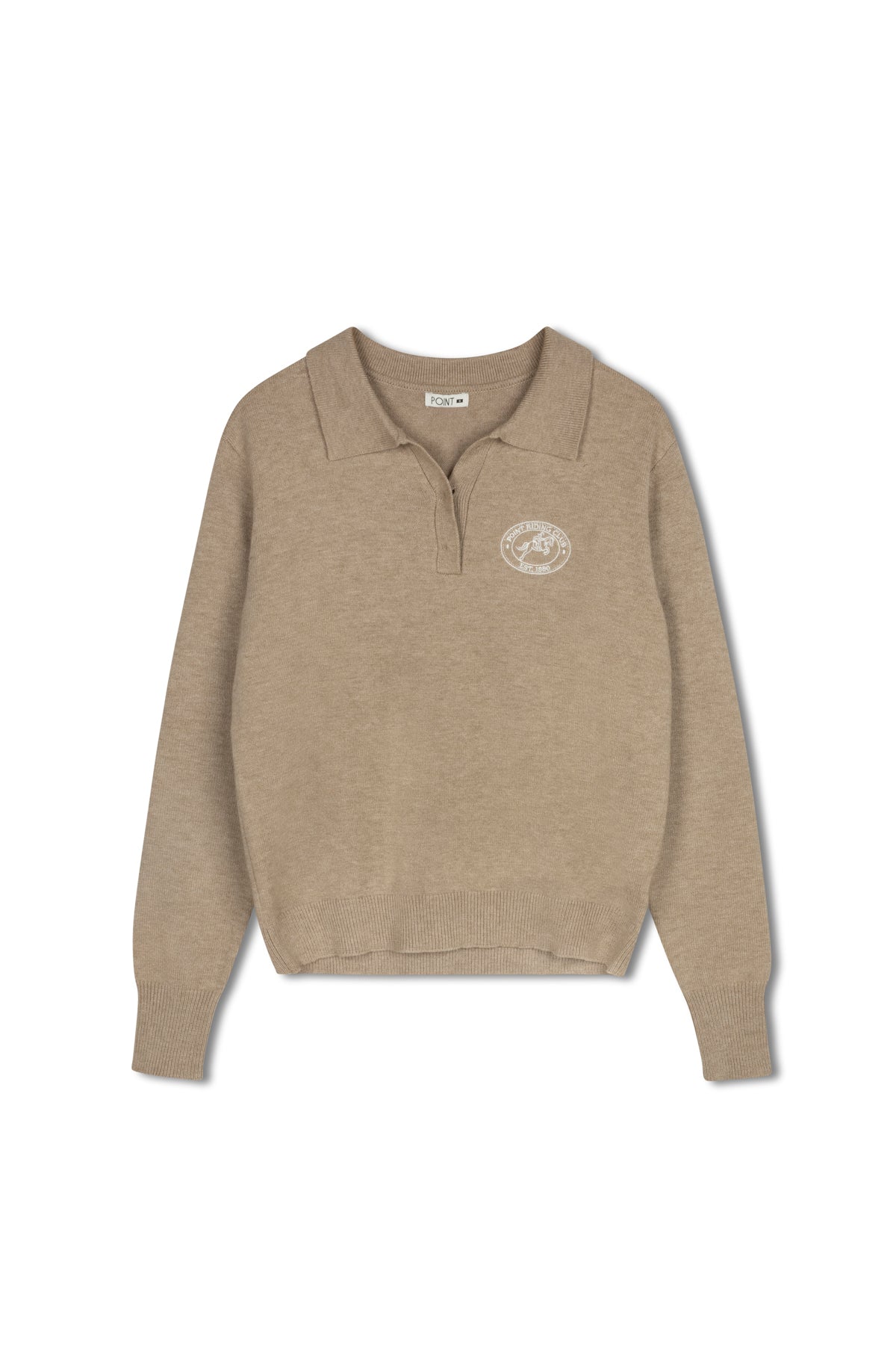 point knit polo sweater