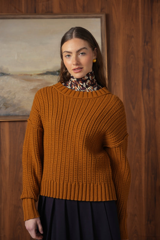 point chunky crew sweater