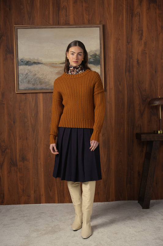 point knit pleated skirt