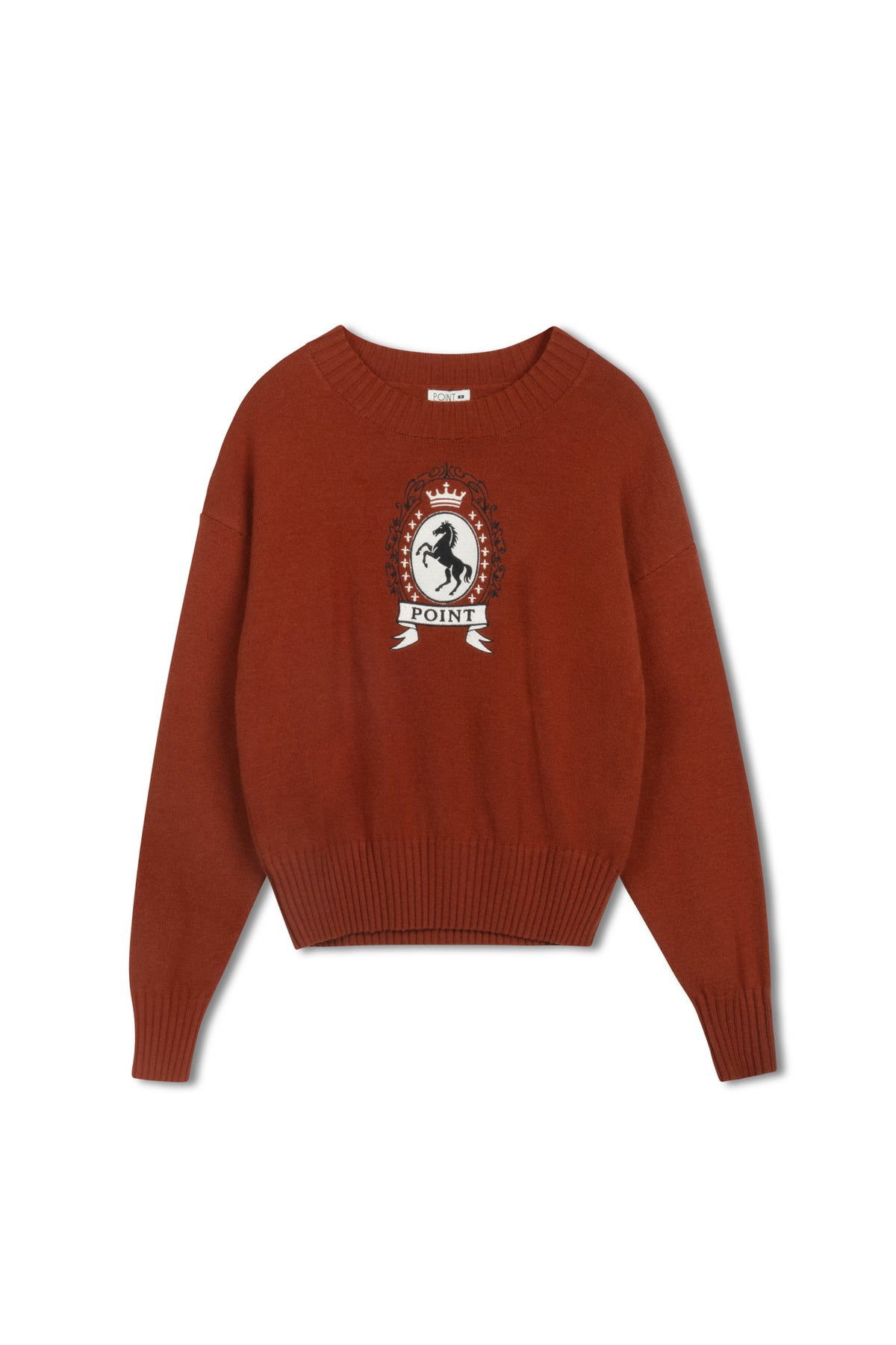 point jacquard crew sweater
