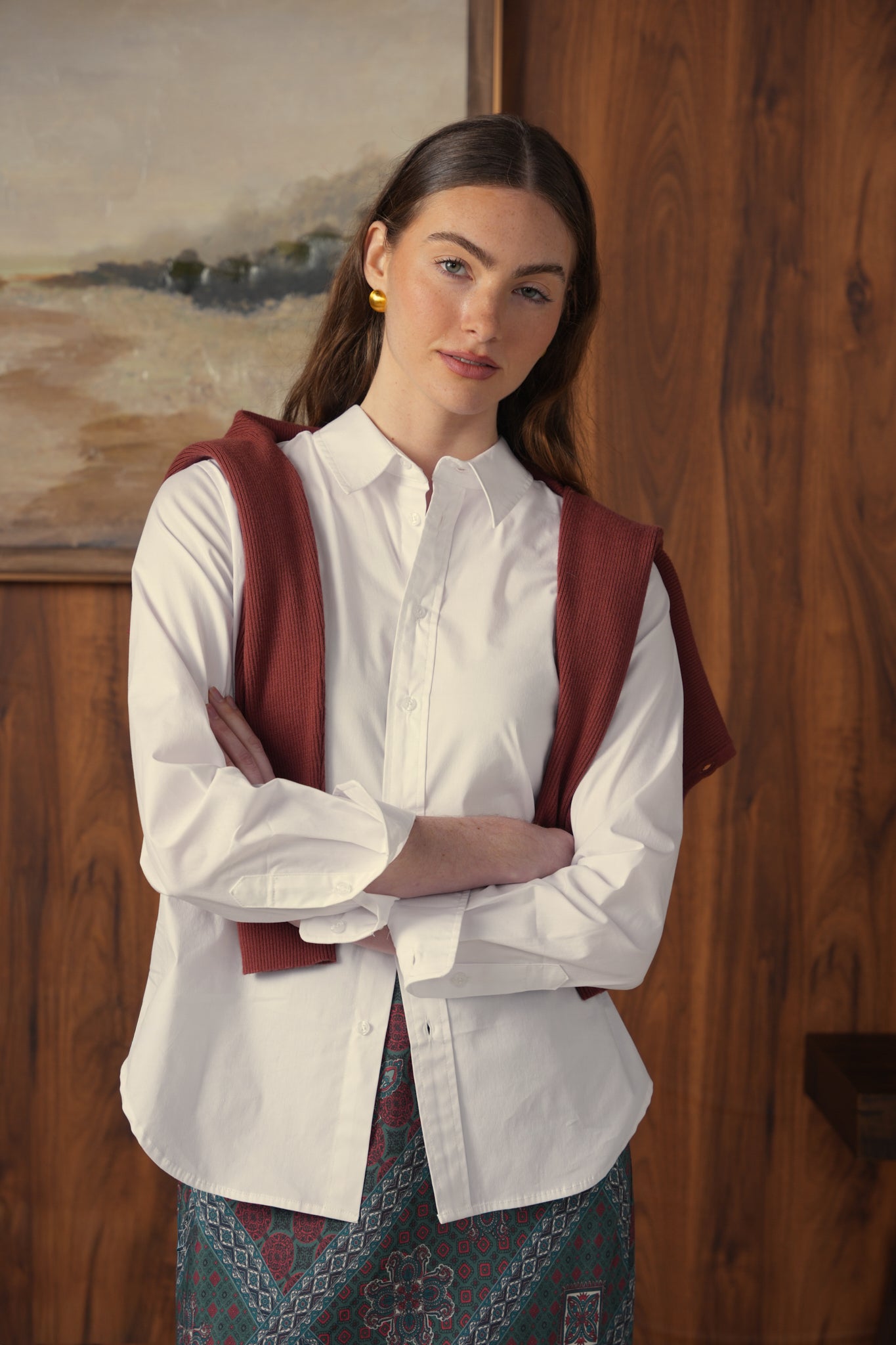 point button up blouse