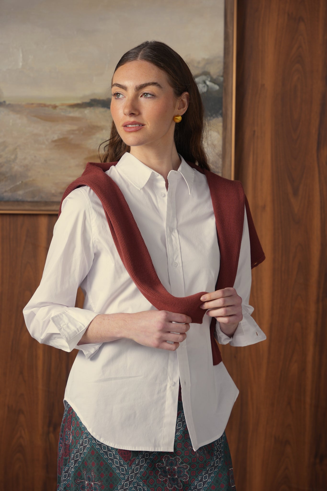 point button up blouse
