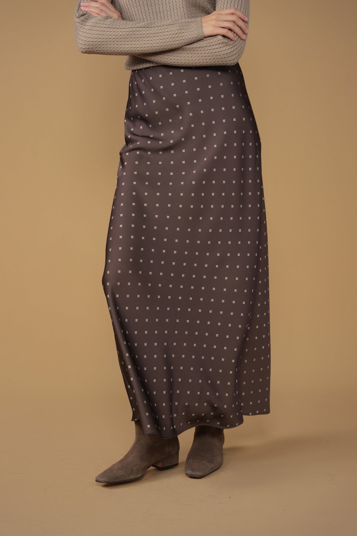 point satin a-line slip skirt