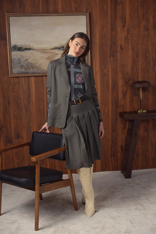 point knit pleated skirt