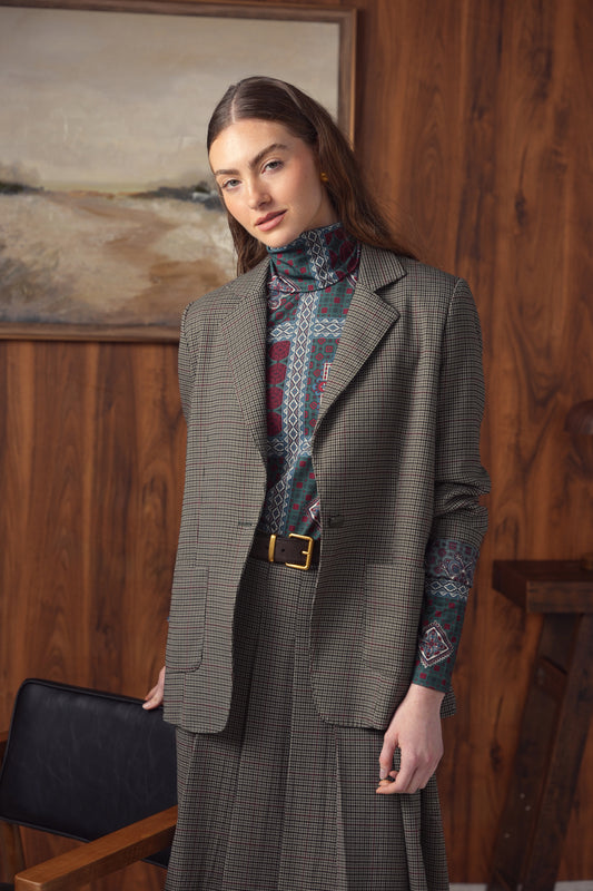 point relaxed knit blazer