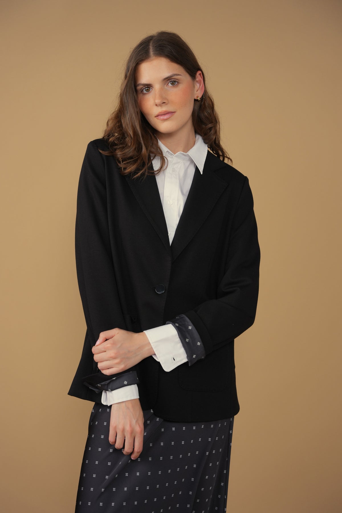point relaxed knit blazer