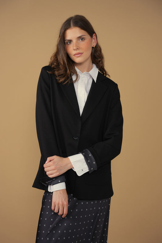 point relaxed knit blazer
