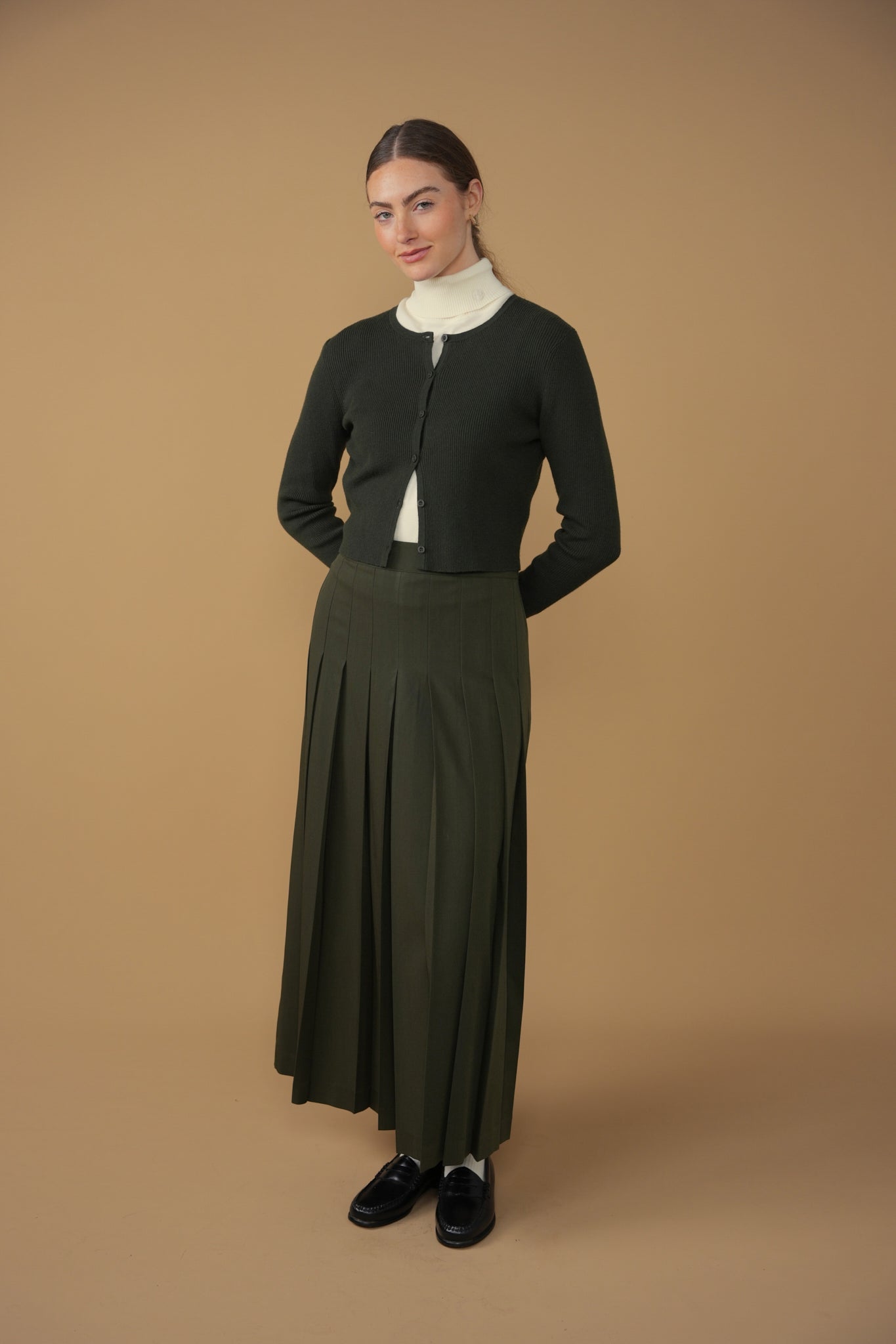 point maxi pleated skirt