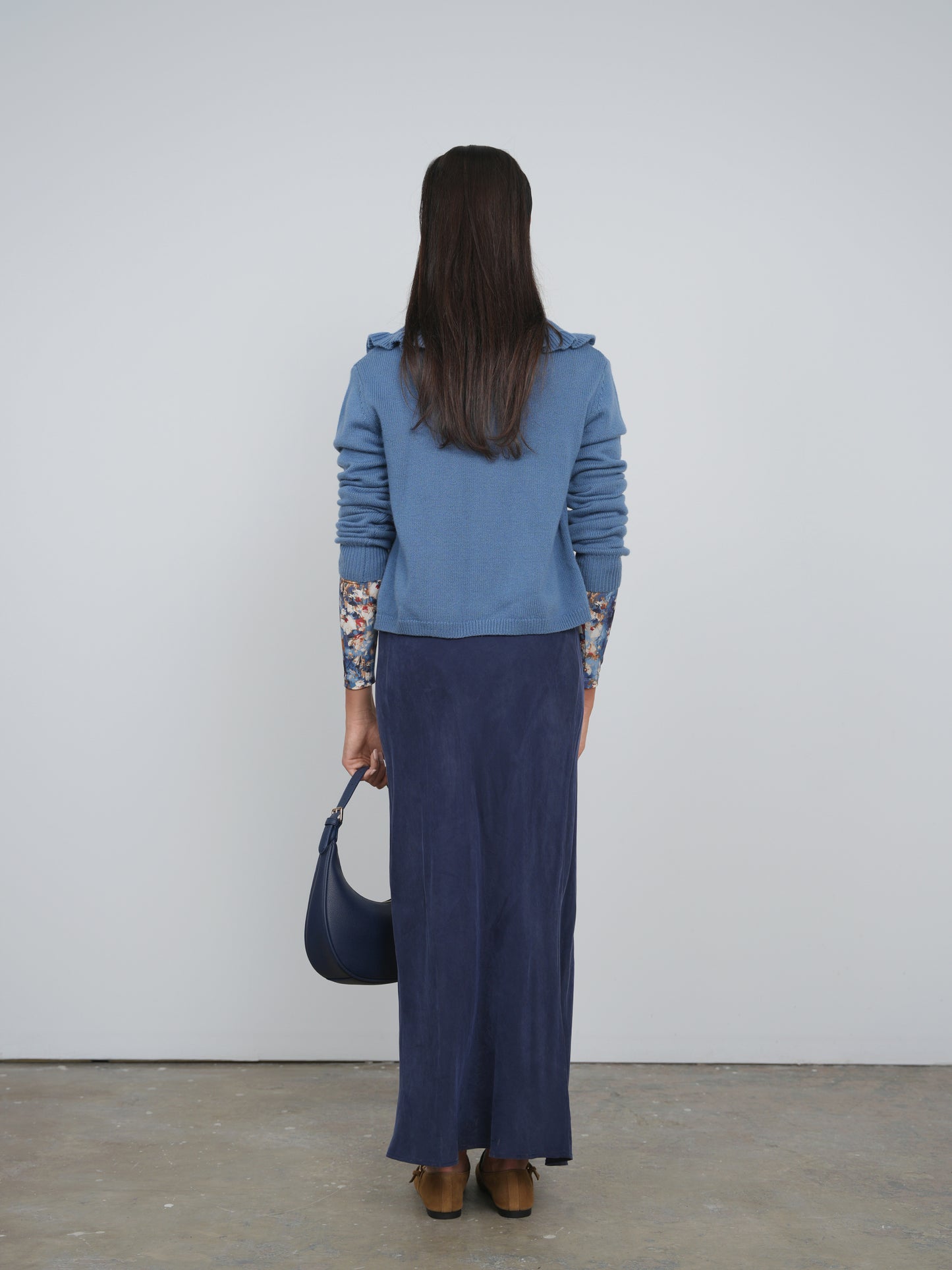 Point Fine Knit Ruffle Cardi