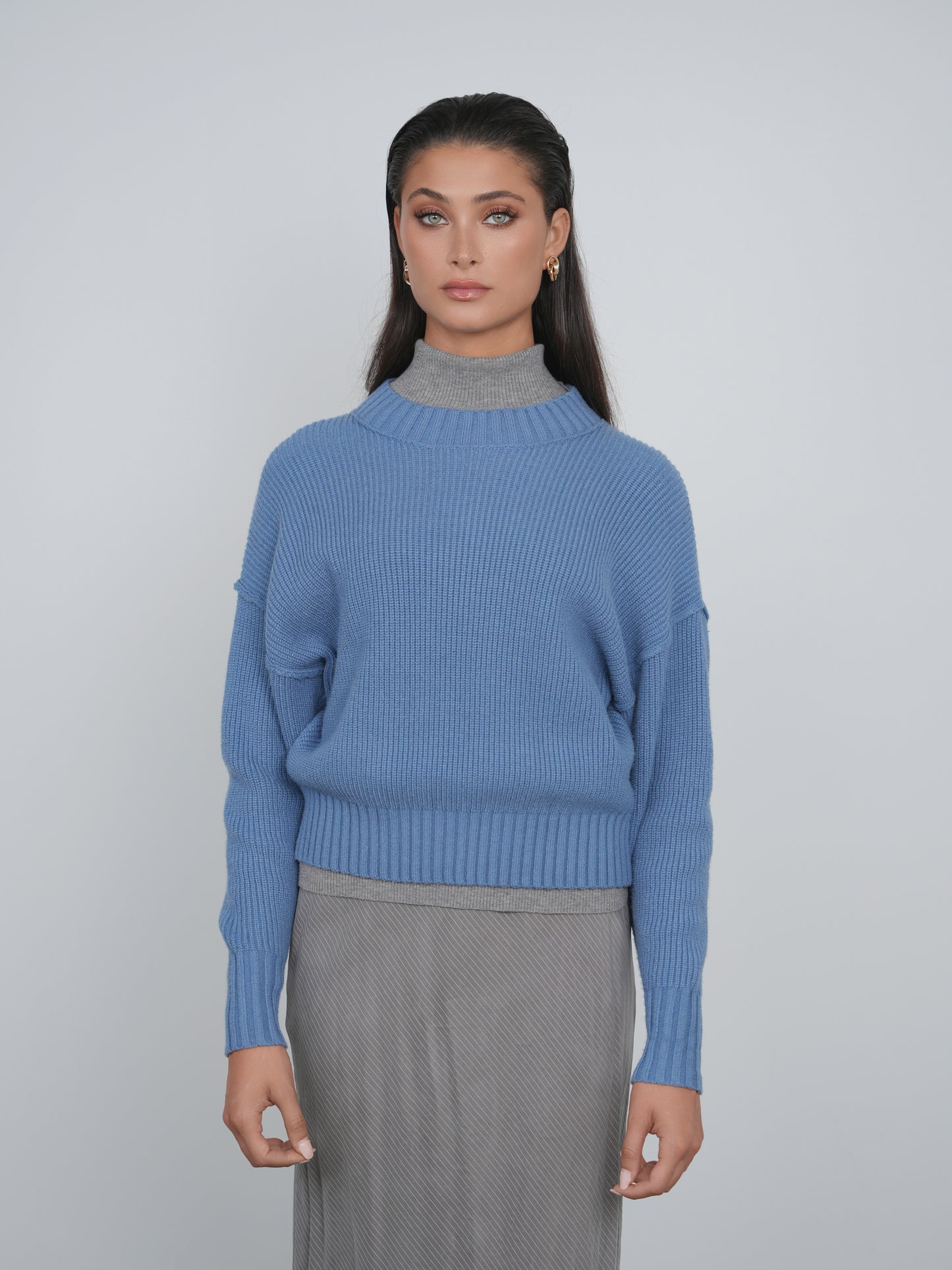 Point Chunky Knit Crew Sweater