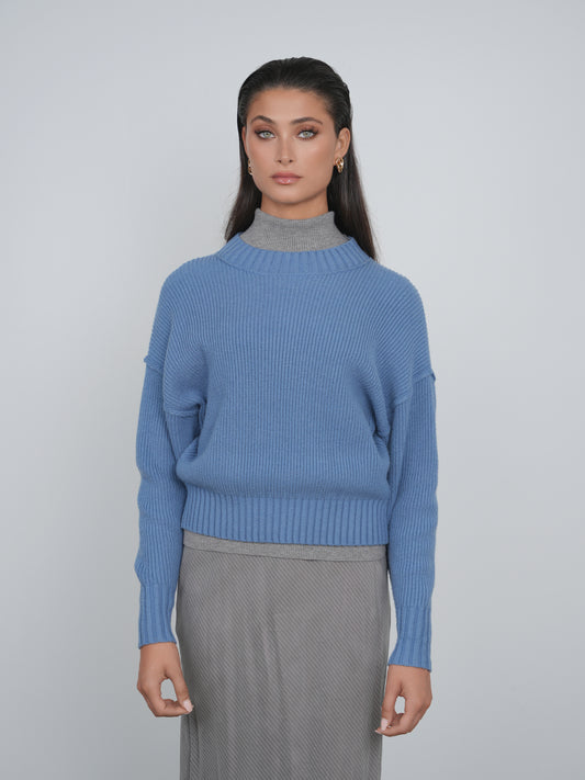 Point Chunky Knit Crew Sweater