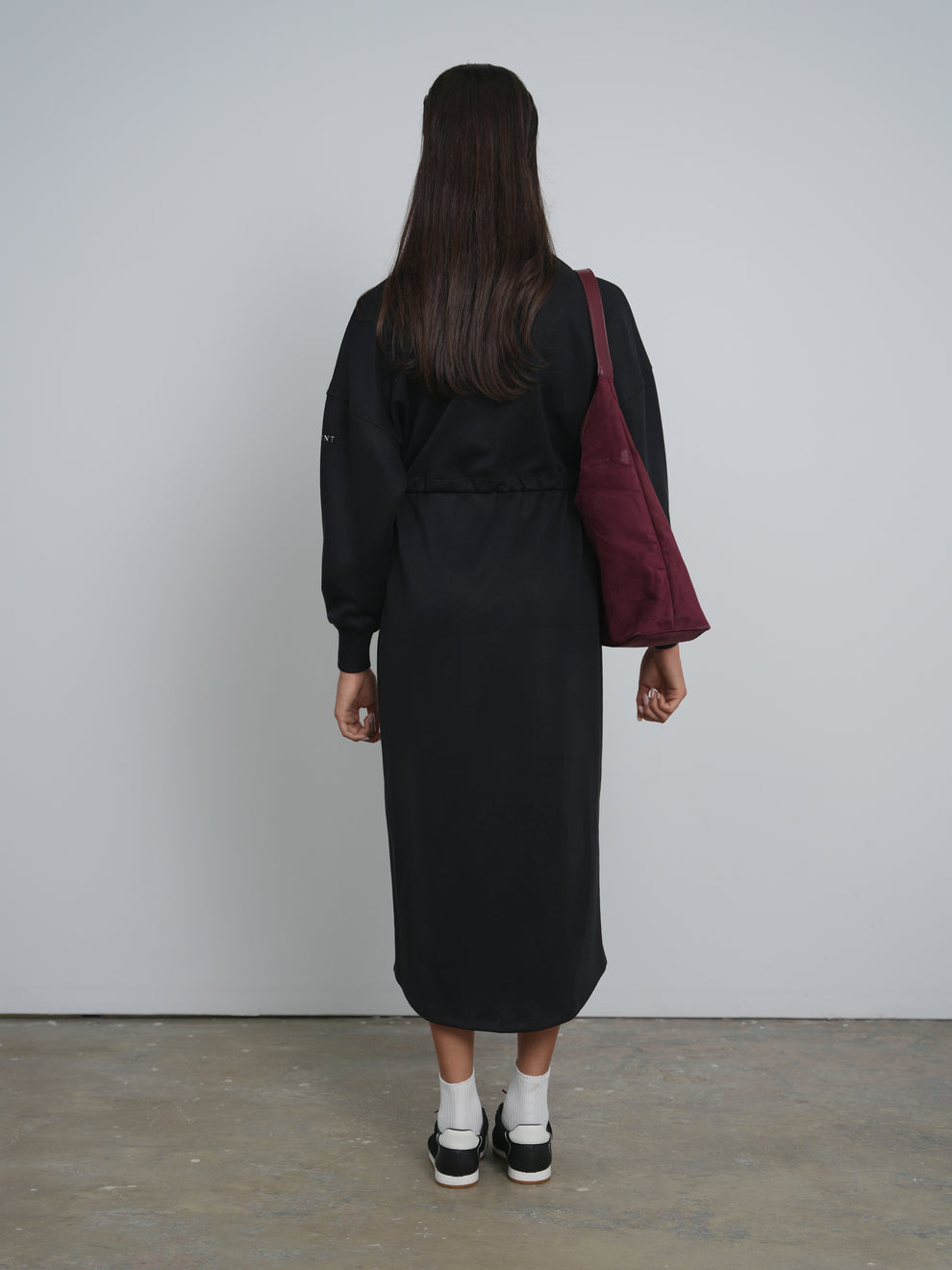black dress with zip front Point Zip Up Dress