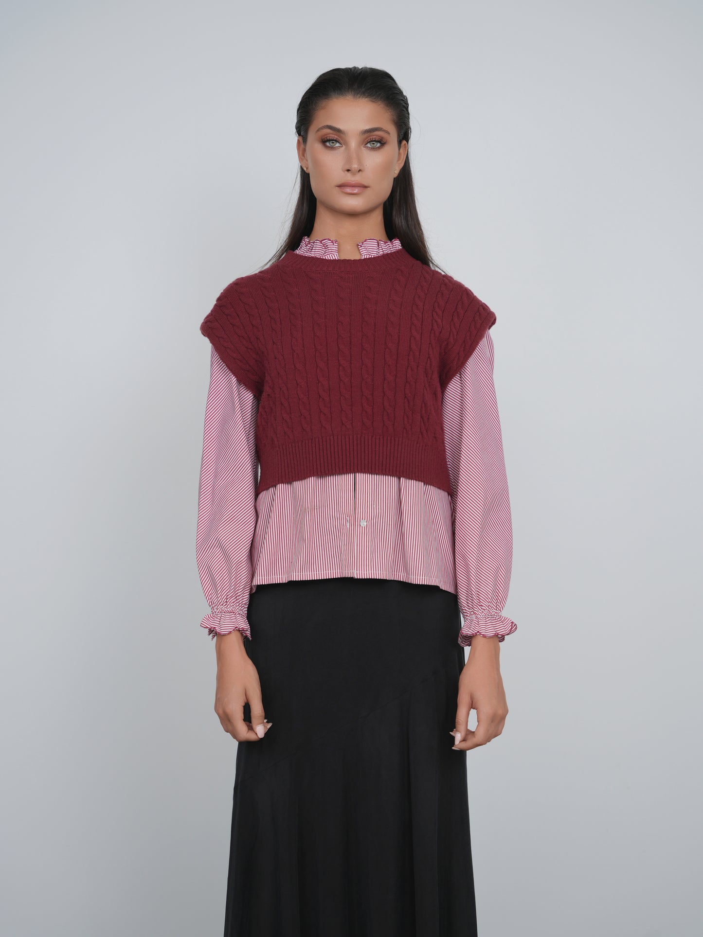 Point Cable Knit Vest