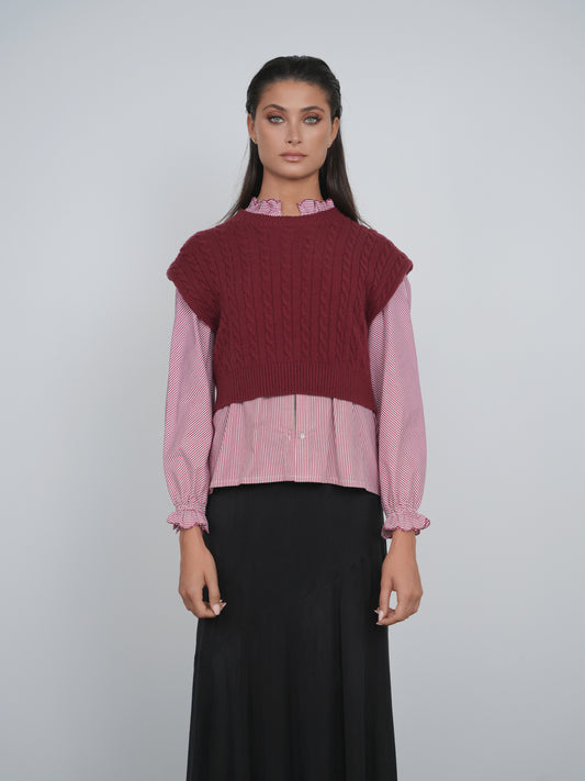 Point Cable Knit Vest