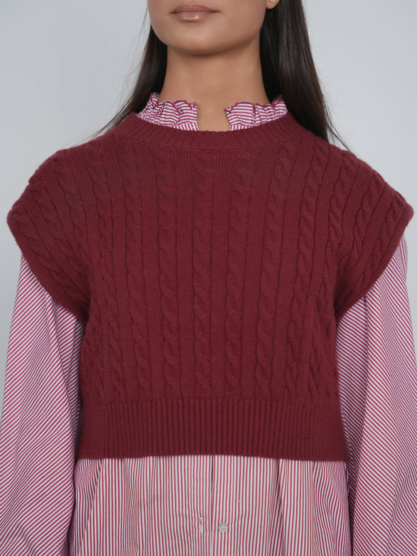 Point Cable Knit Vest