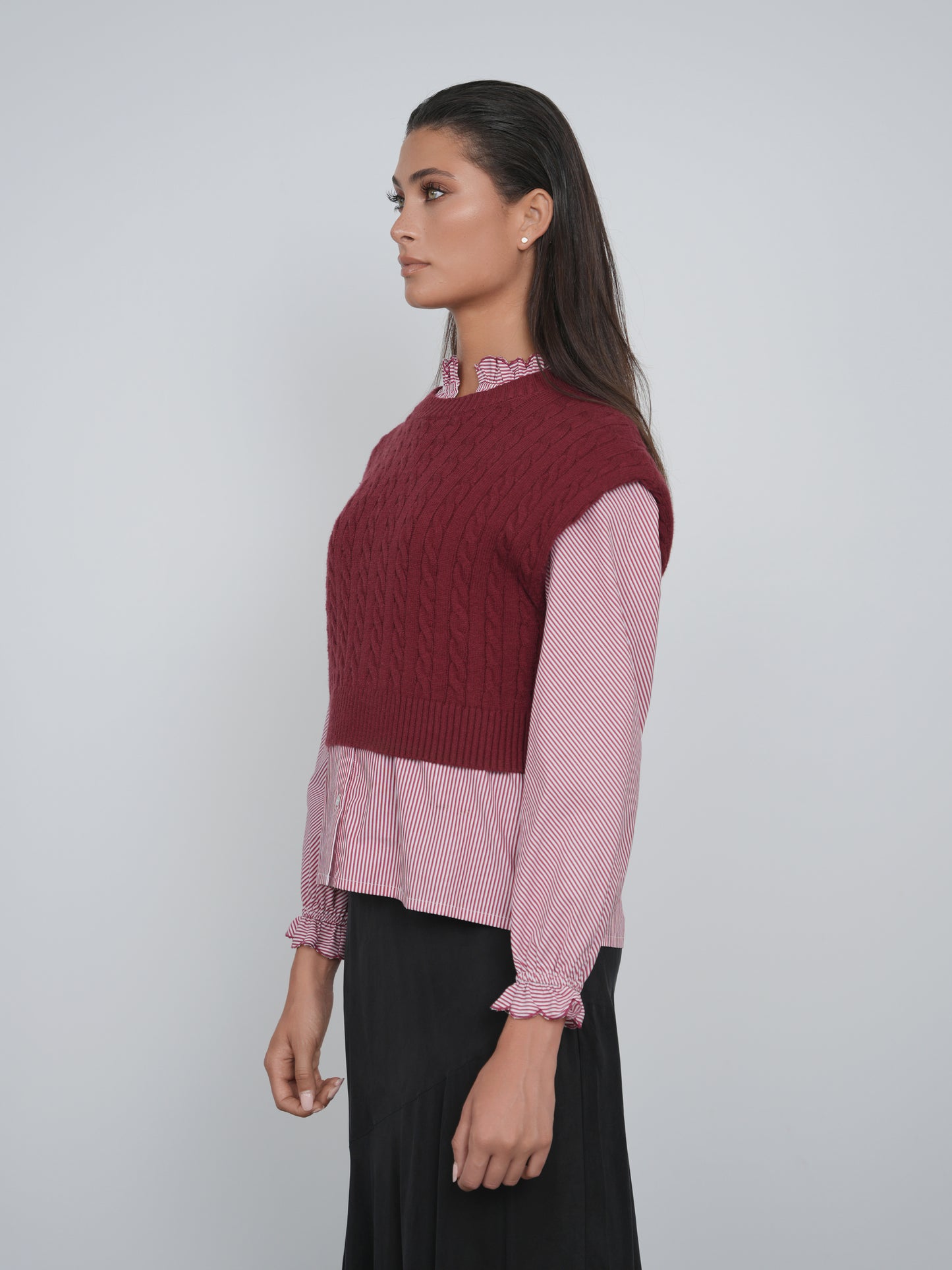 Point Cable Knit Vest