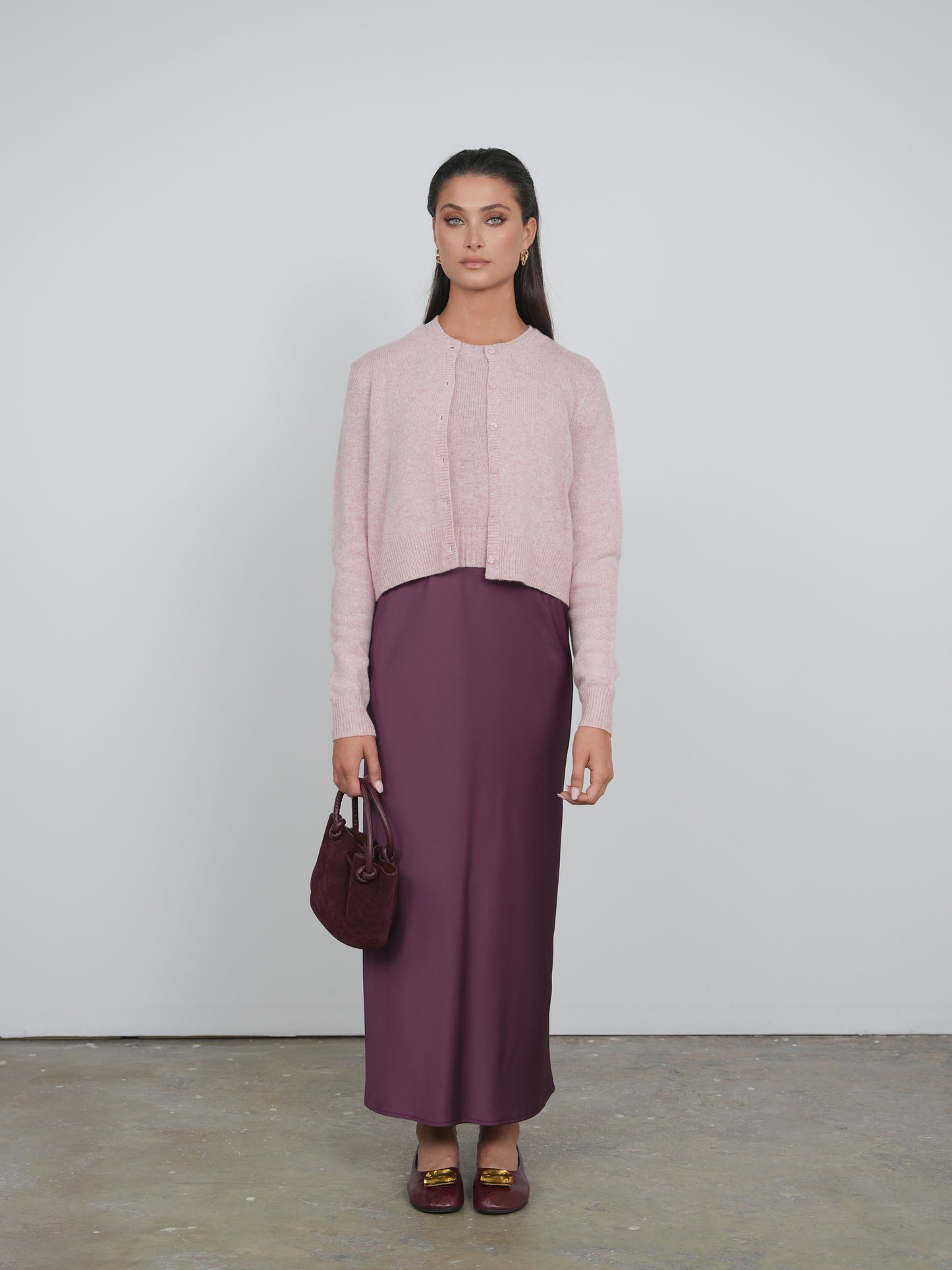 Point Satin Straight Skirt