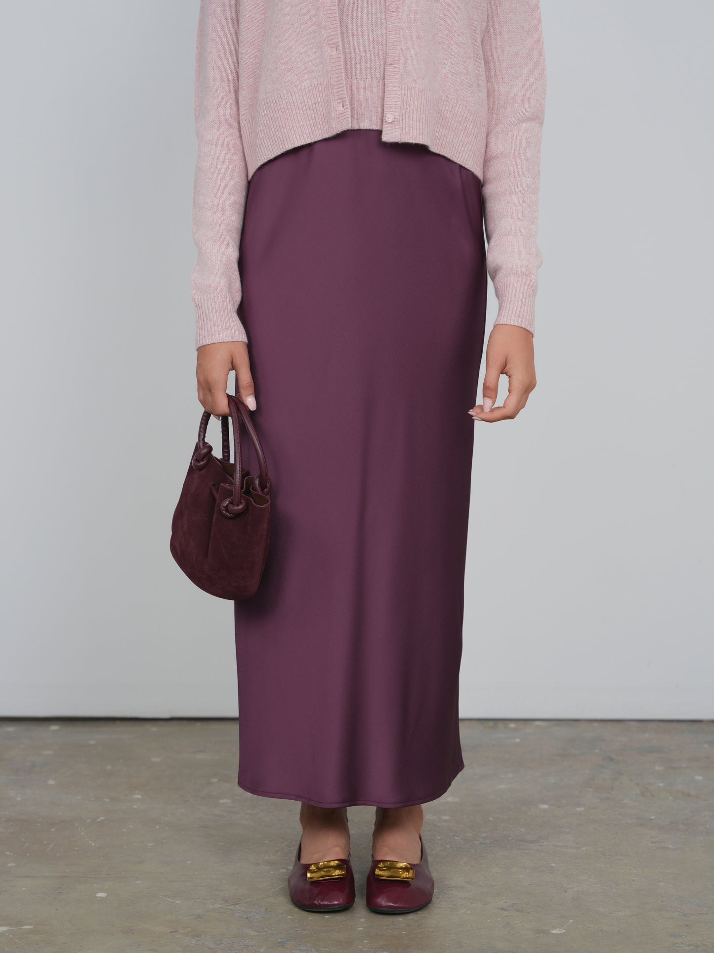 Point Satin Straight Skirt