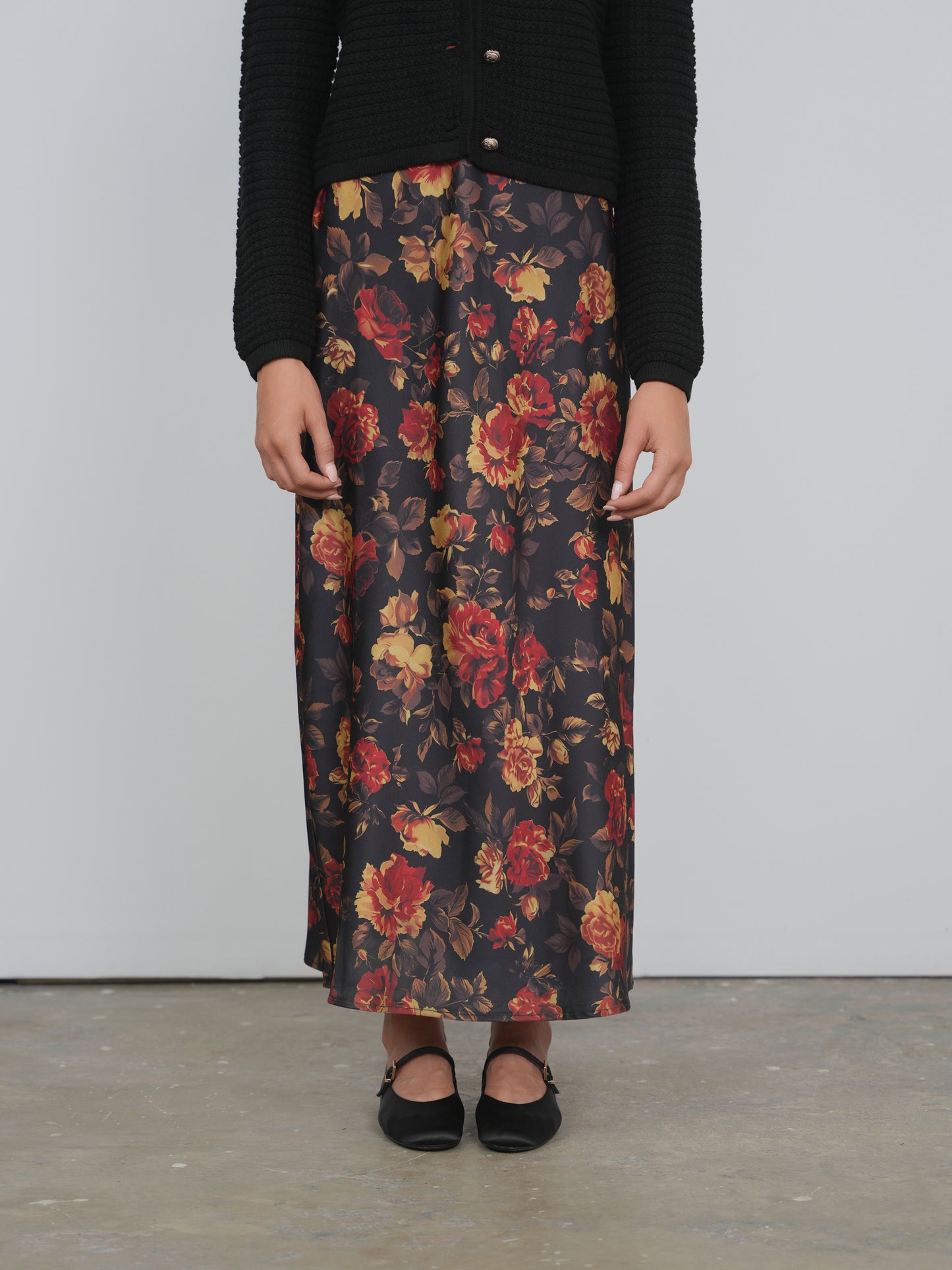 Point Satin Straight Slip Dress