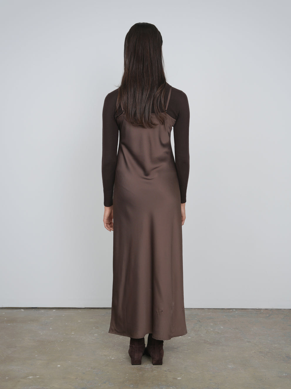 point satin slip dress Point Satin Straight Slip Dress