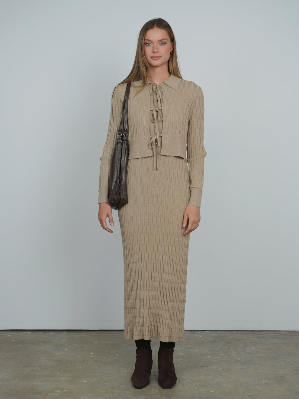 metallic knitted dress Point Metallic Knit Dress
