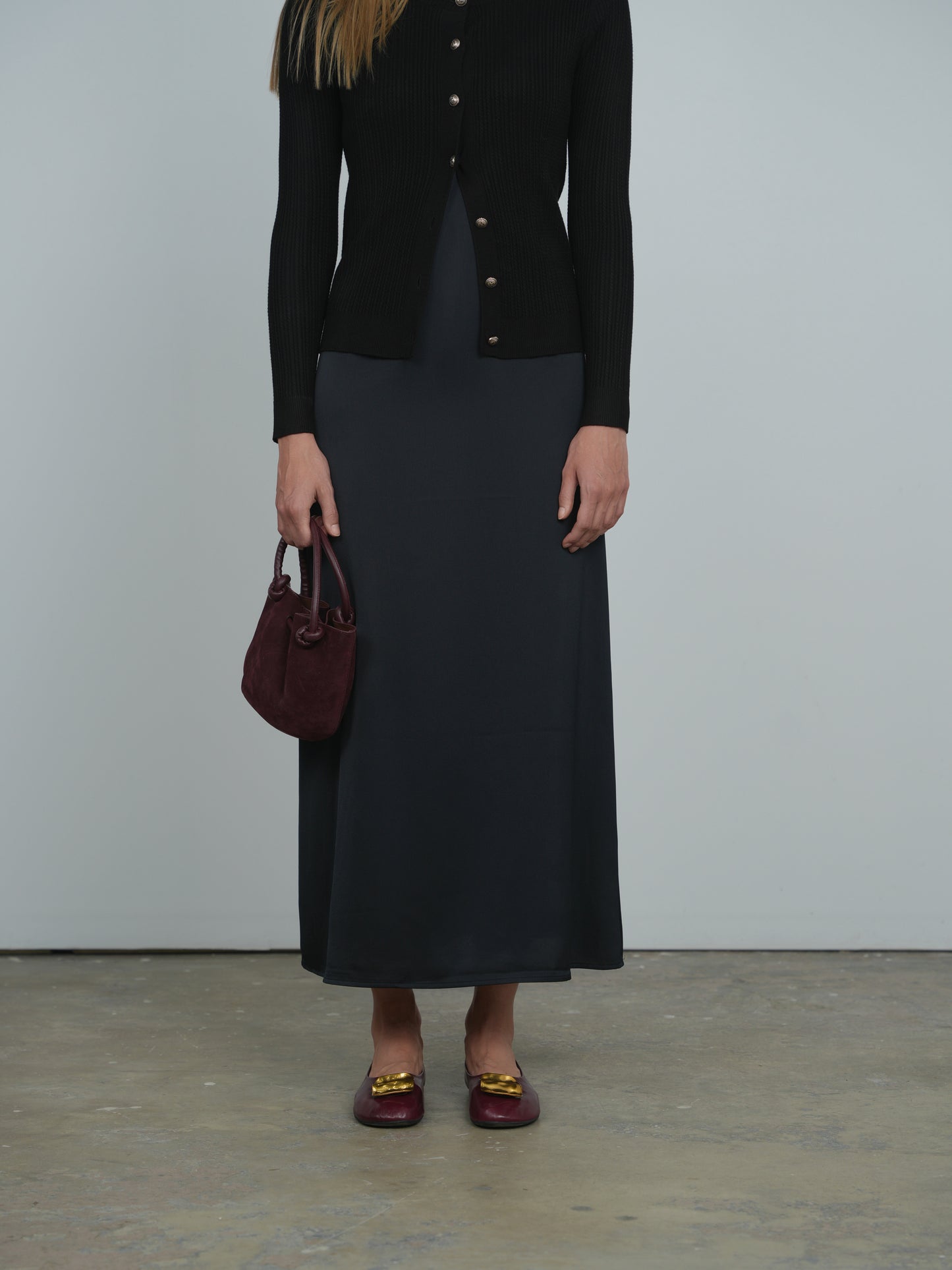 Point Satin A-line Slip Dress