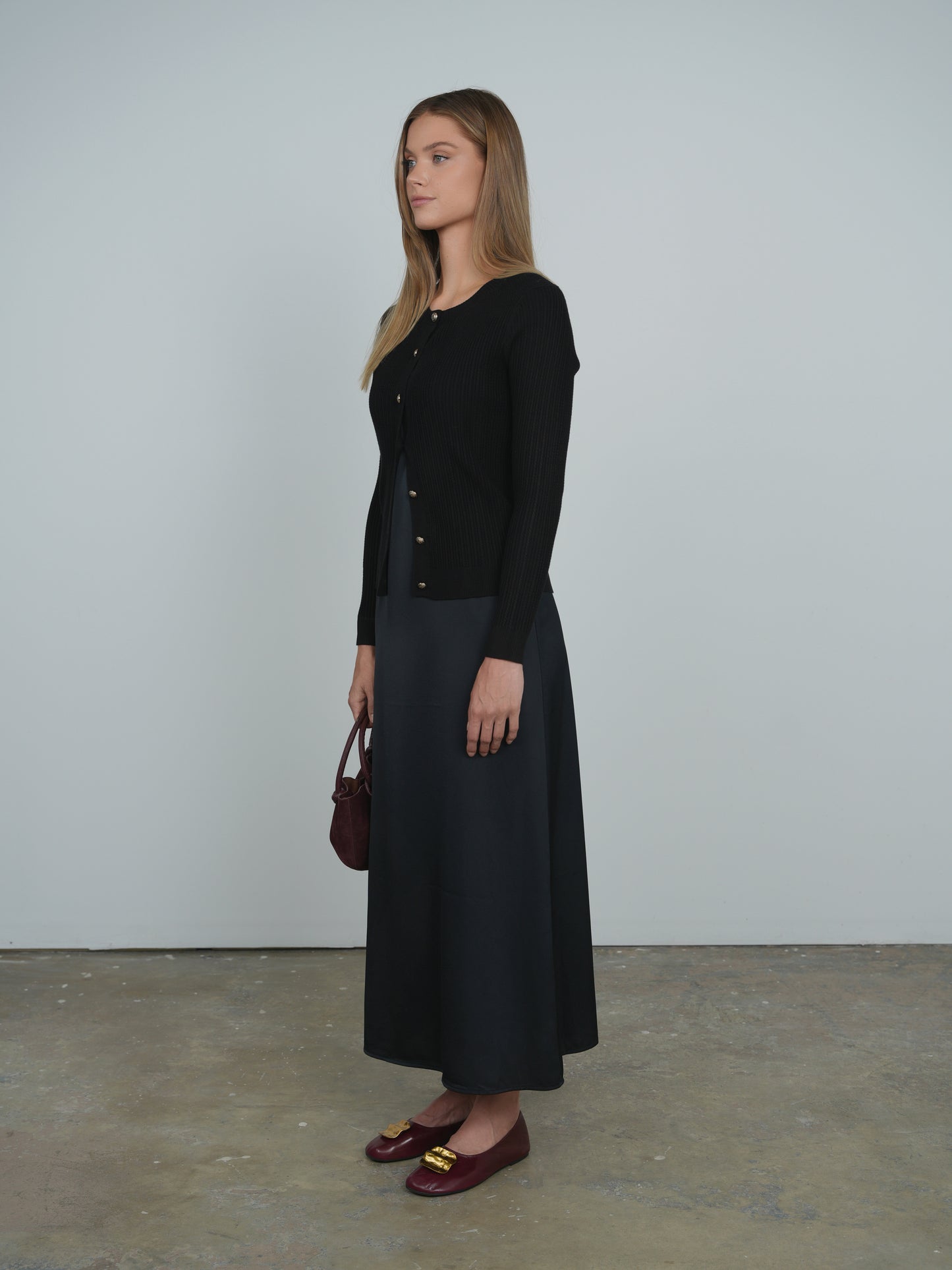 Point Satin A-line Slip Dress