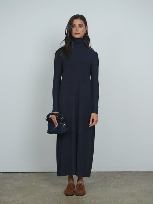 Point A-line Turtleneck Dress