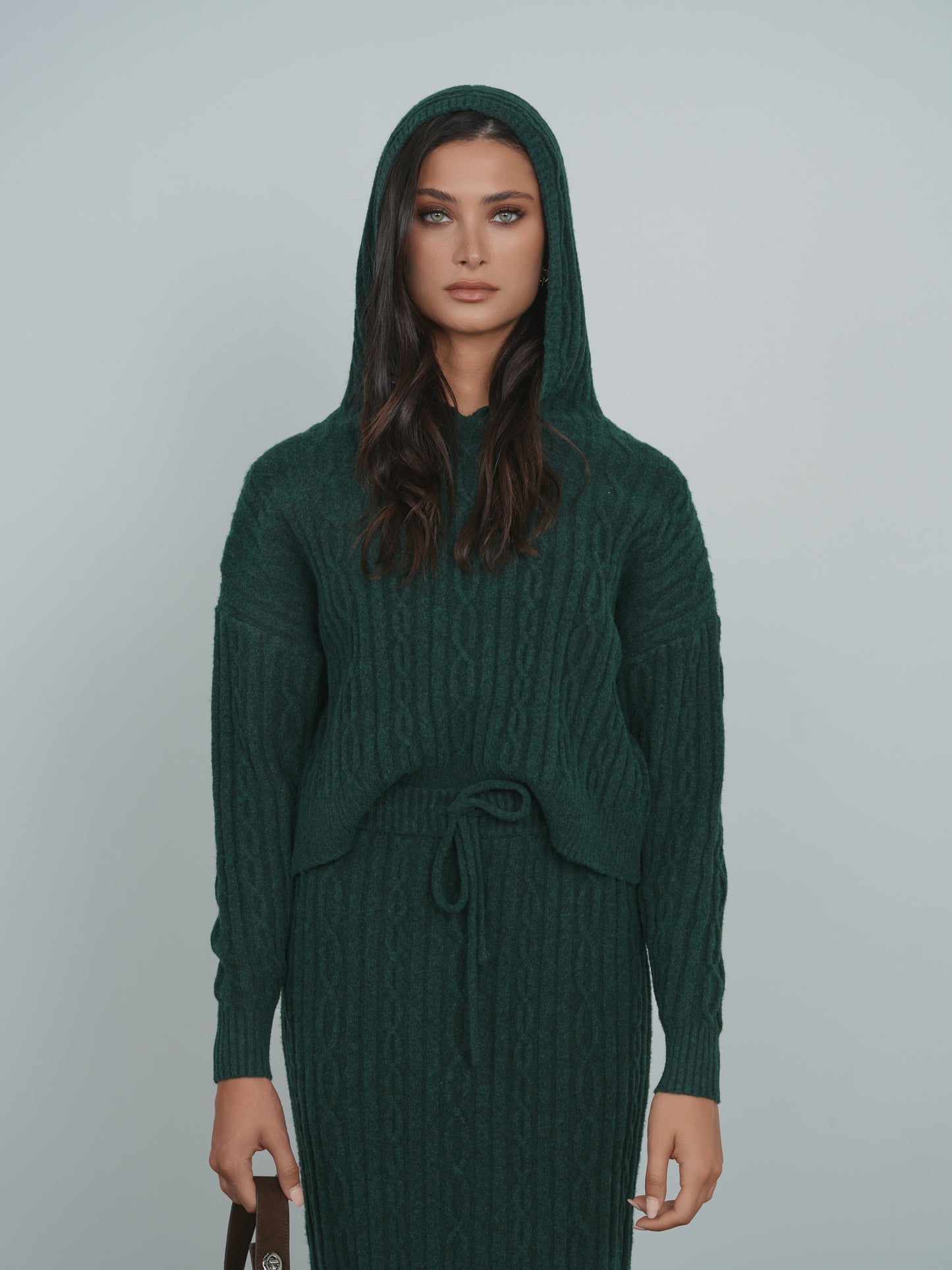 Point Brushed Cable Hoodie