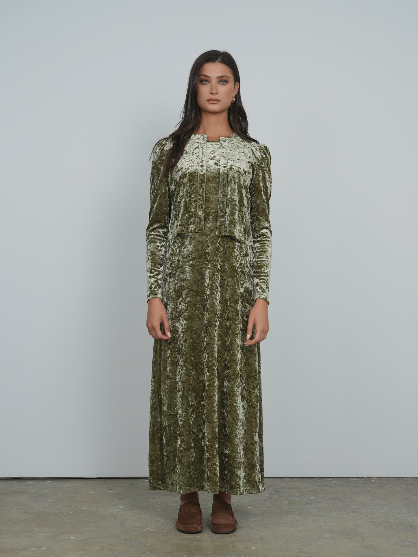 Point Velvet Column Dress