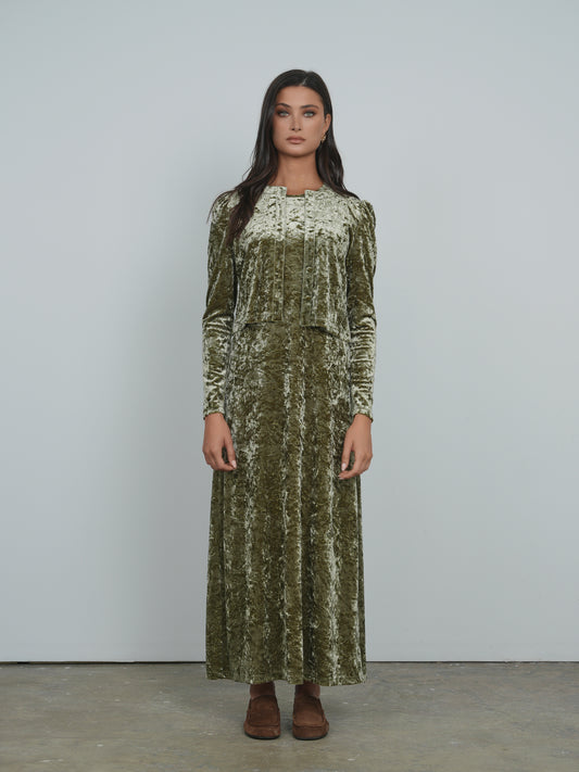 Point Velvet Column Dress