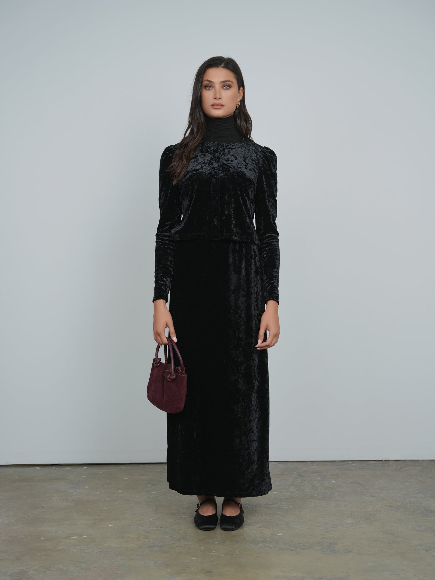 Point Velvet Straight Skirt