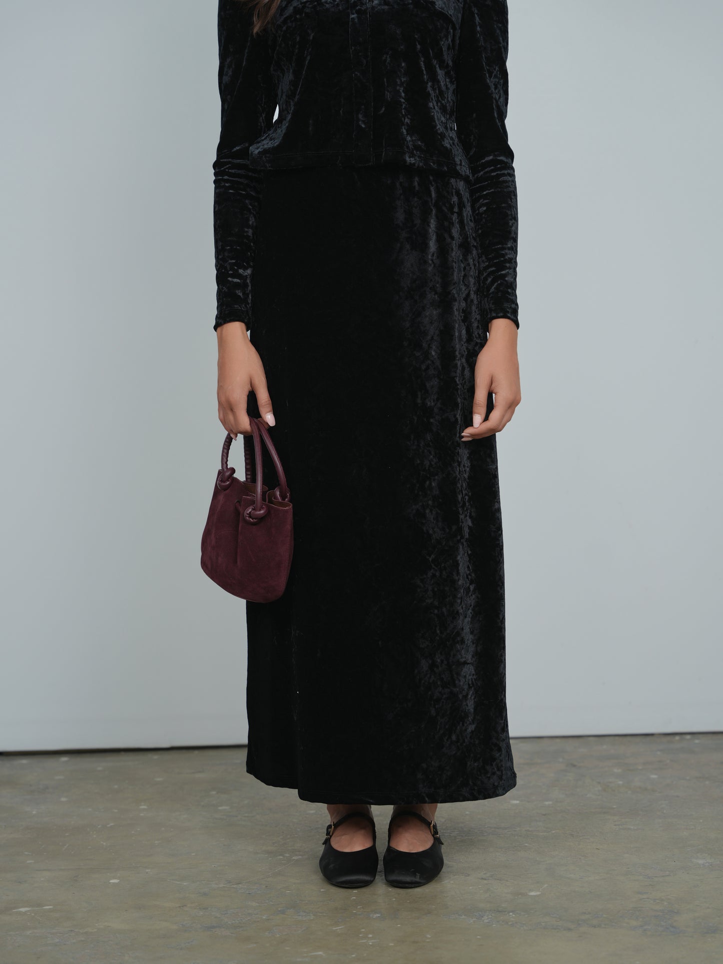 Point Velvet Straight Skirt