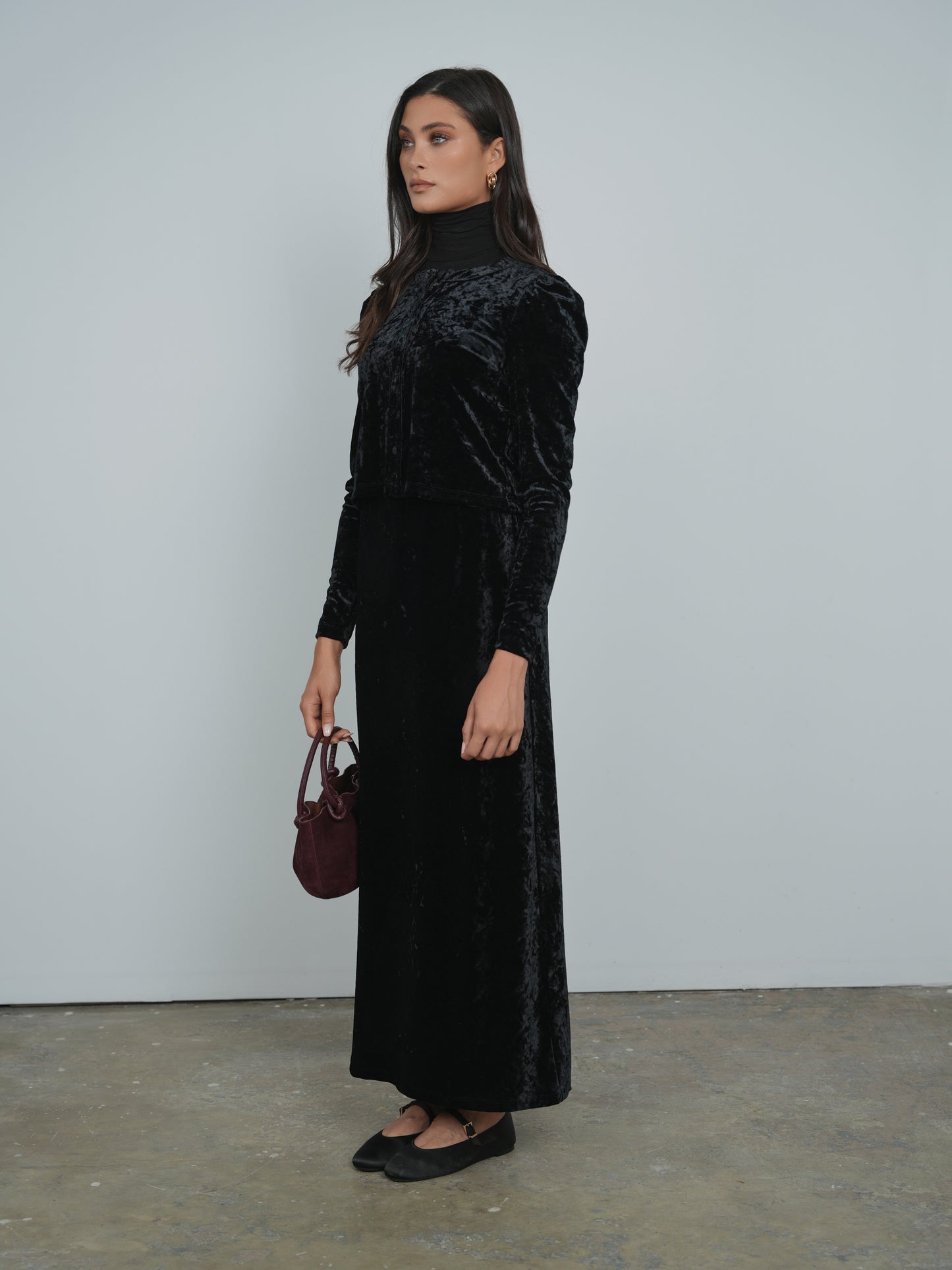 Point Velvet Straight Skirt