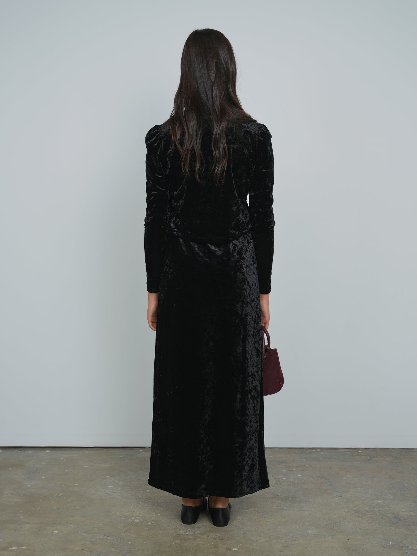 Point Velvet Puff Sleeve Cardigan