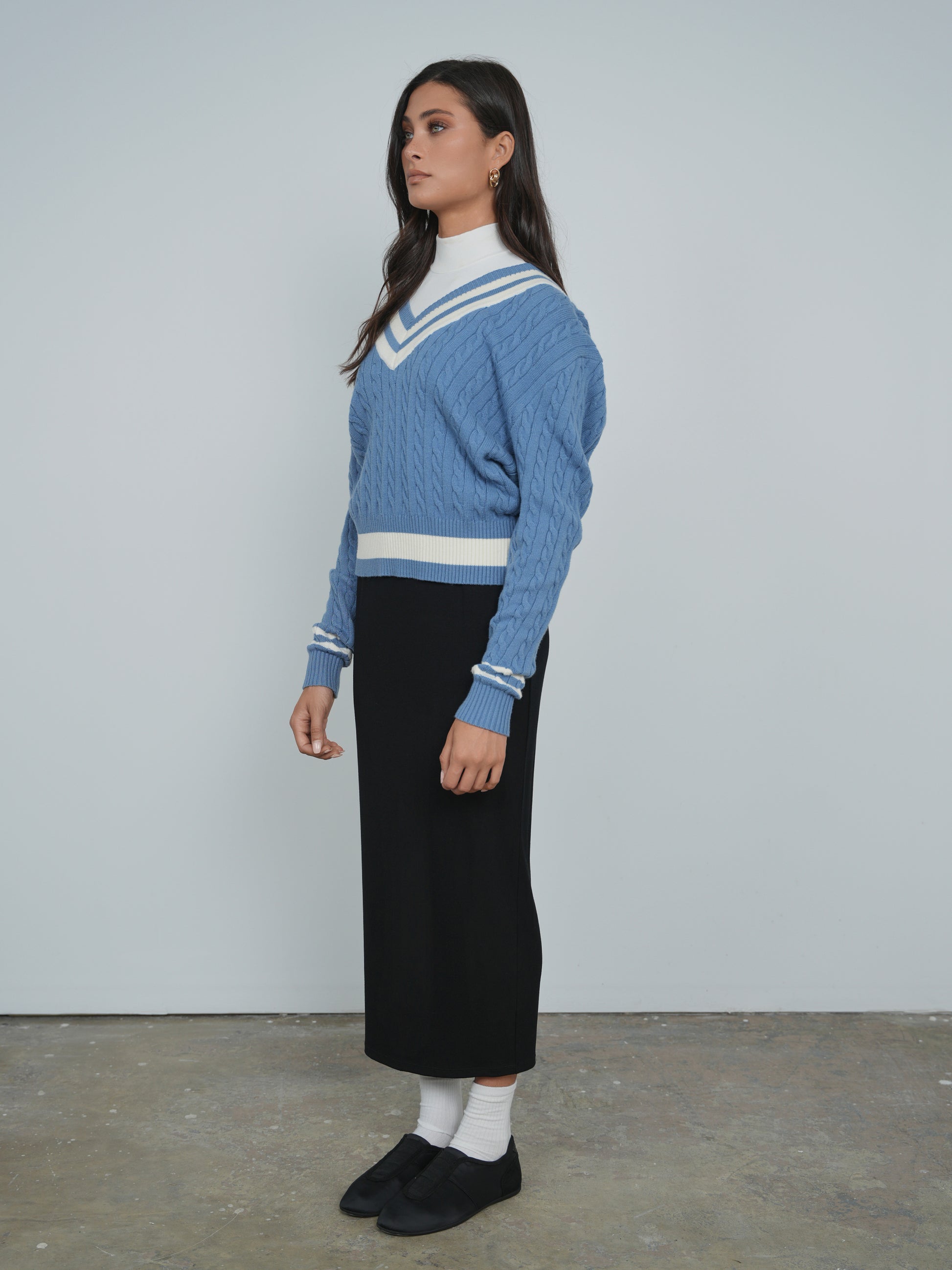 Point Chunky Knit Varsity Sweater