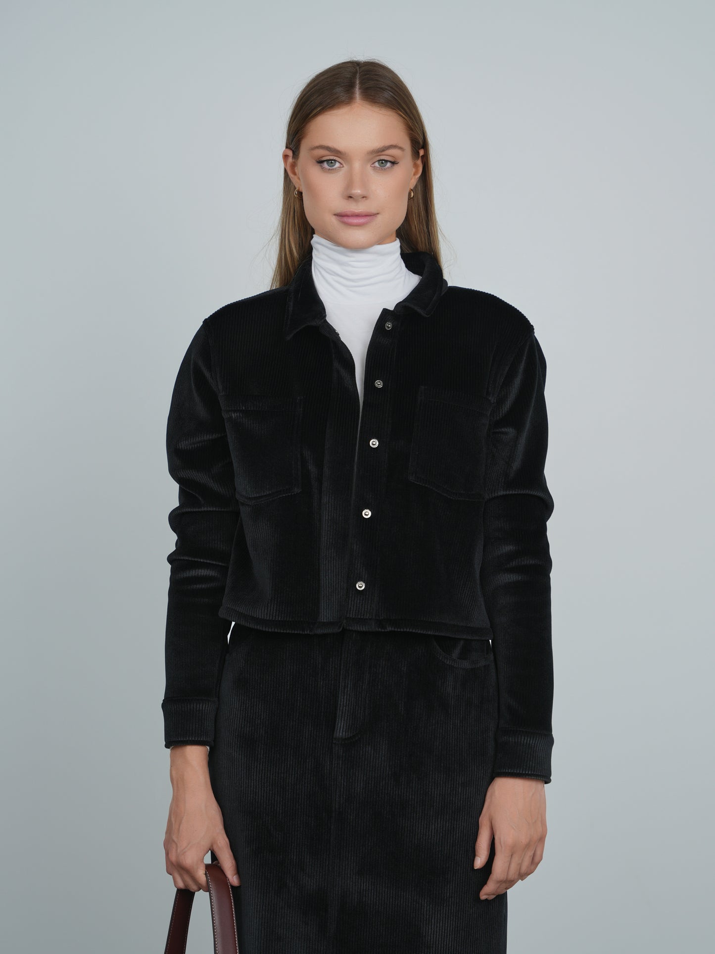 Point Ribbed Velour Jacket