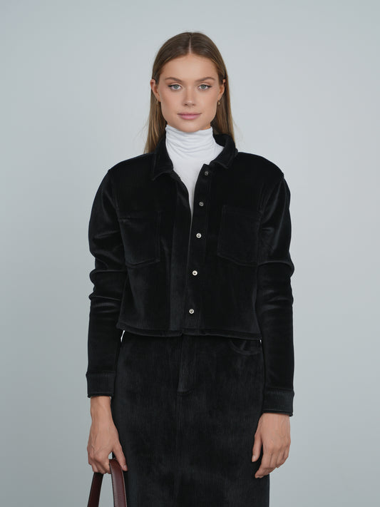 Point Ribbed Velour Jacket