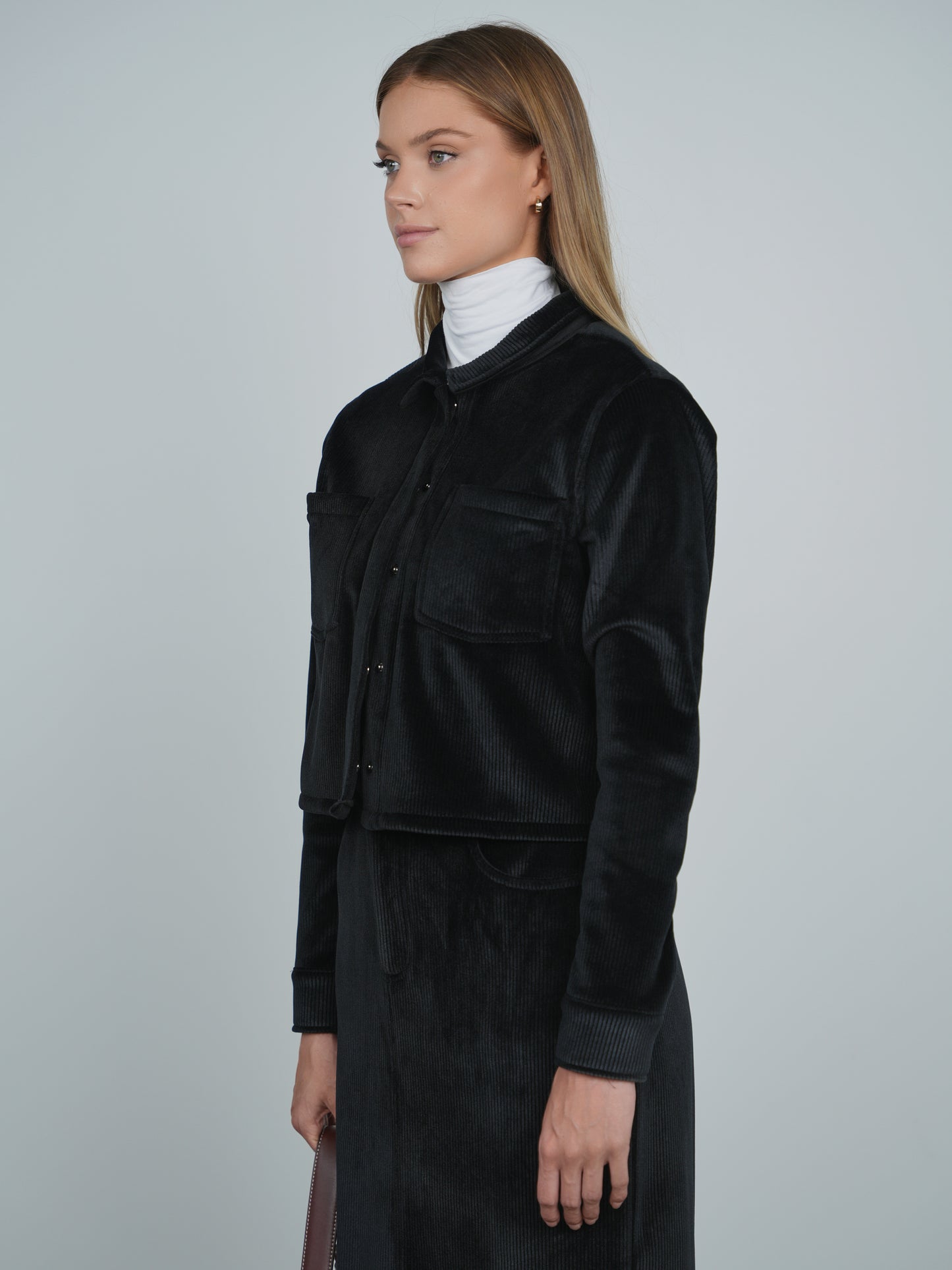 Point Ribbed Velour Jacket