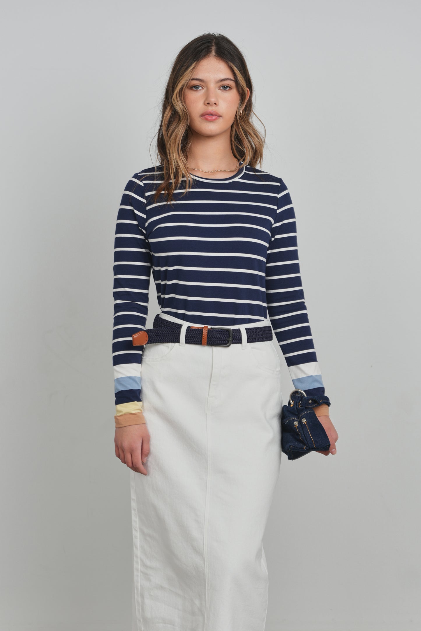 Point Cuff Stripe Tee