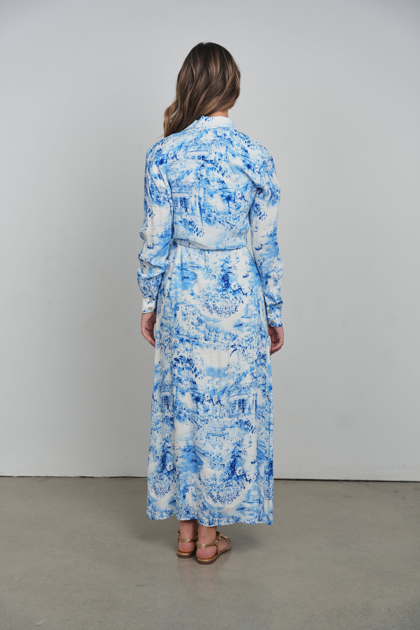 POINT GEORGETTE COLUMN DRESS