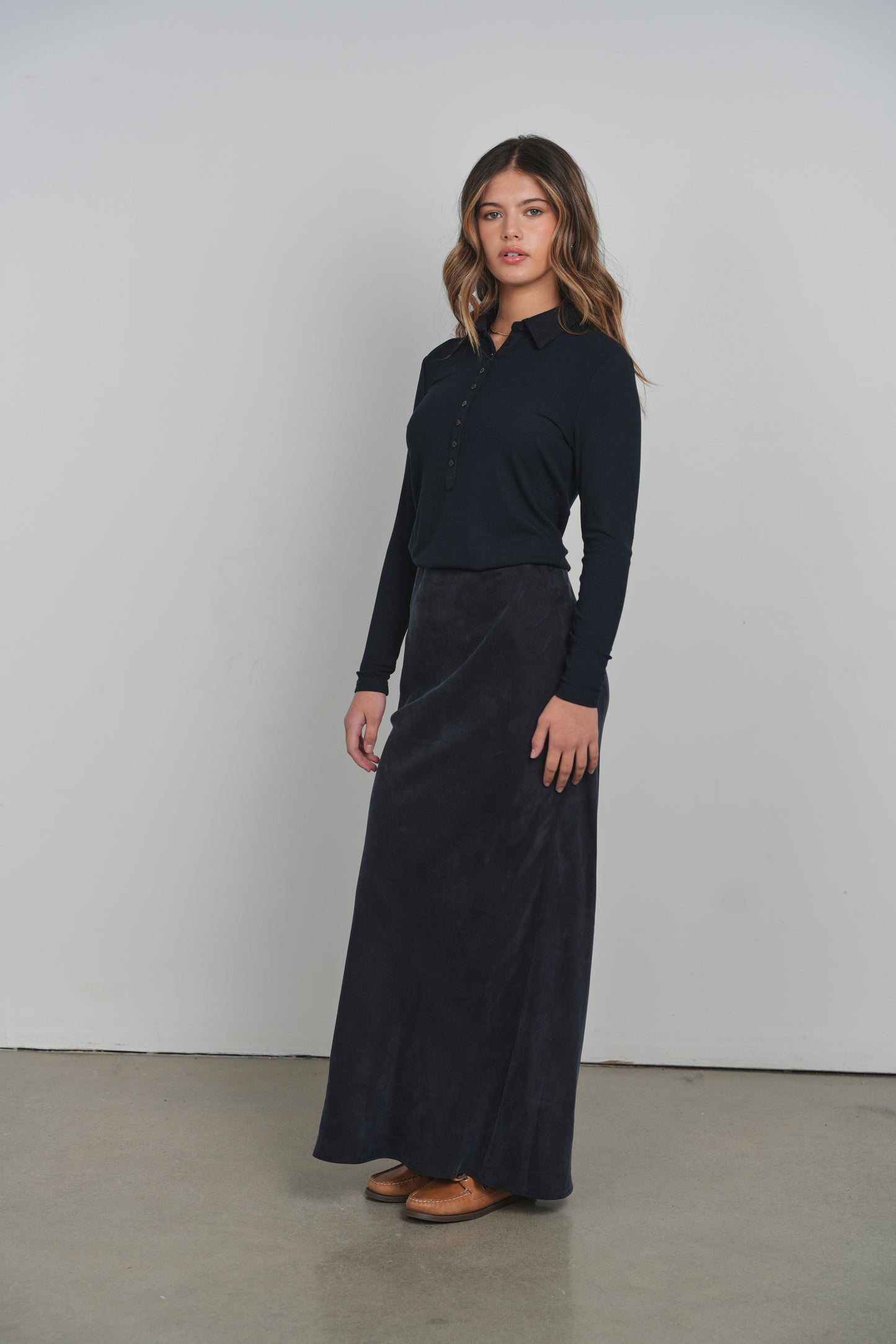 POINT BRUSHED STRAIGHT SKIRT