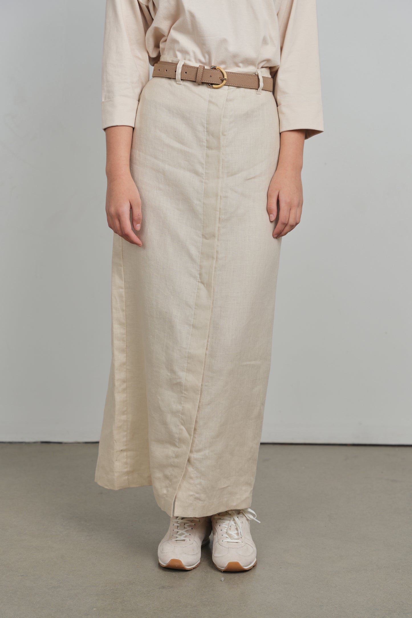 POINT LINEN COLUMN SKIRT