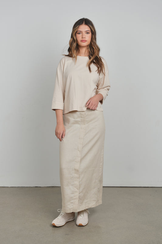 POINT LINEN COLUMN SKIRT